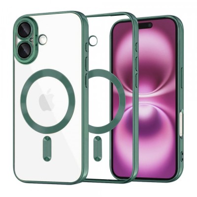 Husa MagSafe pentru Apple iPhone 16 Plus, Techsuit, Luxury Crystal, Verde Inchis foto