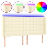 Cumpara ieftin Tablie de pat cu LED, crem, 183x16x118/128 cm, piele ecologica