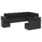 Set canapele de gradina cu perne, 10 piese, negru, poliratan