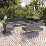 Gossi set mobilier de gradina cu perne, 12 piese, gri, poliratan