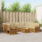 vidaXL Seturi de canapele 10 pcs Natural și Bej Lemn Solid de Acacia 3375523