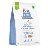 Brit Care Sustainable Adult Large Breed, L-XL, Pui și Insecte, hrană uscată c&acirc;ini, sistem digestiv, 3kg