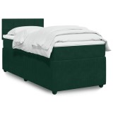 vidaXL Pat box spring cu saltea, verde &icirc;nchis, 100x200 cm, catifea 3287665