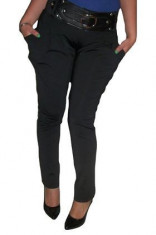 Pantalon casual, negru, cu buzunare voluminoase foto