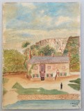 J Evans &quot;Peisaj&quot; acuarela arta naiva 1911, Peisaje, Realism
