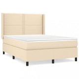 Cumpara ieftin Pat box spring cu saltea, crem, 140x200 cm, textil