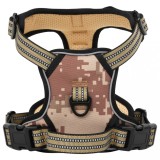 VidaXL Ham pentru c&acirc;ini cu plumb și guler, reglabil, camuflaj maro, M