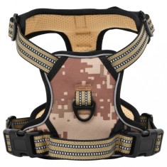 vidaXL Ham pentru c&acirc;ini cu plumb și guler, reglabil, camuflaj maro, M 4013388