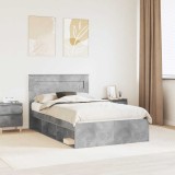 vidaXL Cadru de pat Gri Concret 135 x 190 cm Lemn de pin masiv 3409770