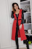 Cumpara ieftin RV424-311 Cardigan treisfert cu maneci din vinil si model in dungi