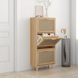 VidaXL Pantofar, maro, 52x25x115 cm, lemn prelucrat și ratan natural