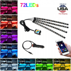 Kit 4 Lumini Ambientale RGB cu Aplicatie Telefon Bluetooth, 12V, 18 LED, 32 cm LAL-18