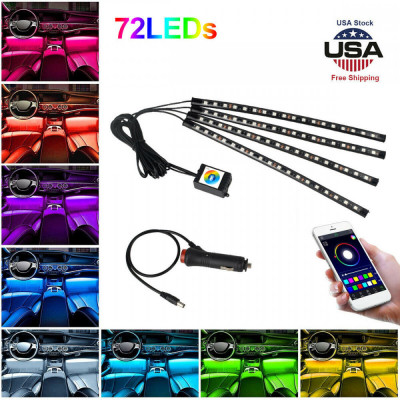 Kit 4 Lumini Ambientale RGB cu Aplicatie Telefon Bluetooth, 12V, 18 LED, 32 cm LAL-18 foto