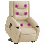 VidaXL Fotoliu electric de masaj rabatabil cu ridicare, crem, textil