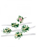 Set 4 bratari si 1 cocarda pentru nunta, cu flori criogenate si naturale uscate, Eventissimi&reg;
