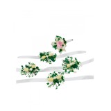 Set 4 bratari si 1 cocarda pentru nunta, cu flori criogenate si naturale uscate
