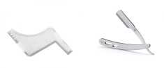 Set profesional pieptene / sablon transparent contur barba &amp; mustata + Brici profesional pentru barbierit si