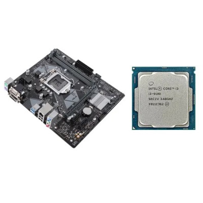 Placa de baza Second Hand Asus PRIME H310M-K, Socket 1151, mATX, Shield, Cooler + Procesor Intel Core i3-9100 3.60GHz, 6MB Cache foto