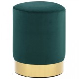 Taburet, verde muștar și auriu, catifea