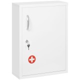 Kleankin Dulap pentru Medicamente cu 3 Polițe cu &Icirc;ncuietoare și 2 Chei de Siguranță, Dulap din Oțel pentru Medicamente, 40x15x53,5 cm, Alb