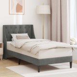 vidaXL Cadru de pat cu headboard Gri &icirc;nchis 90 x 200 cm Catifea 42027401