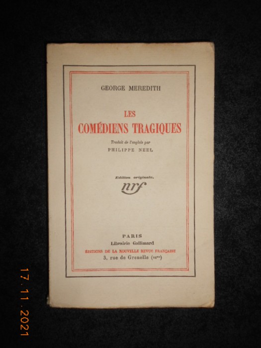 GEORGE MEREDITH - LES COMEDIENS TRAGIQUES (1926)
