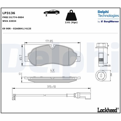 DELPHI LP3136 set placute frana,frana disc foto