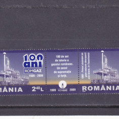 ROMANIA 2009 LP 1831 a - 100 ANI ROMGAZ SERIE CU VINIETA IN TRIPTIC, MNH