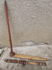 Piese lemn vechi de la furca de tors decor foto