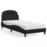 Gossi pa cu saltea, negru, 90x190 cm, piele ecologica