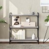 Biblioteca Gossi Gri Sonoma, 80x30x86 cm, 3 Niveluri, Lemn Prelucrat &amp; Metal, Rafturi Living, Organizare Carti