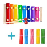 Xilofon din lemn colorat + betisoare de numarat, set educativ muzical pentru copii, invatare prin joaca