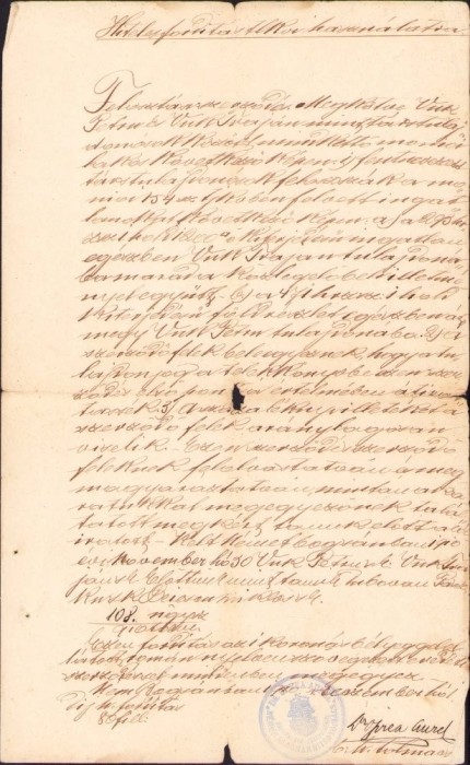 A1305 Act, 1910, semnat olograf Aurel Oprea, Bocșa, județul Caraș-Severin