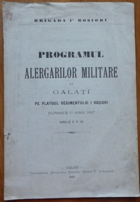 Programul alergarilor militare la Galati la Regimentul 1 Rosiori , 1907 foto