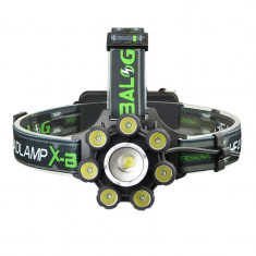 Lanterna frontala cu zoom X-Balog BL-T88-8, 8 x LED, functie semnalizare, acumulator foto