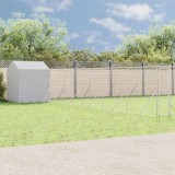 Padoc exterior vidaXL cu acoperiș, 12x12x2.5m, oțel galvanizat, argintiu, cușcă c&acirc;ini, găini, iepuri, rezistent UV si apa