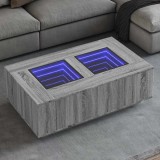 VidaXL Măsuță de cafea cu LED infinity, gri sonoma, 116x69x40 cm