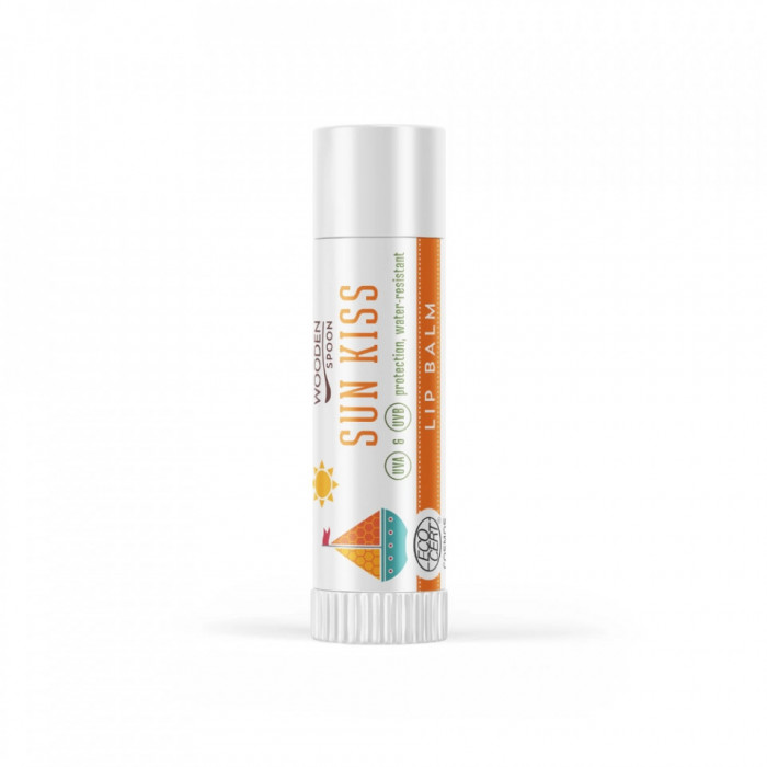 Balsam de buze cu protectie solara, Sun Kiss, bio, 4.3ml, Wooden Spoon