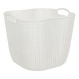 Coș de depozitare din plastic, 38 l, alb perlat, cu m&acirc;nere și model lanț, CMCLASS