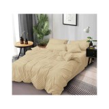 Cumpara ieftin Lenjerie de pat dublu Bumbac Damasc 4 Piese, Cream Inchis - PUC158