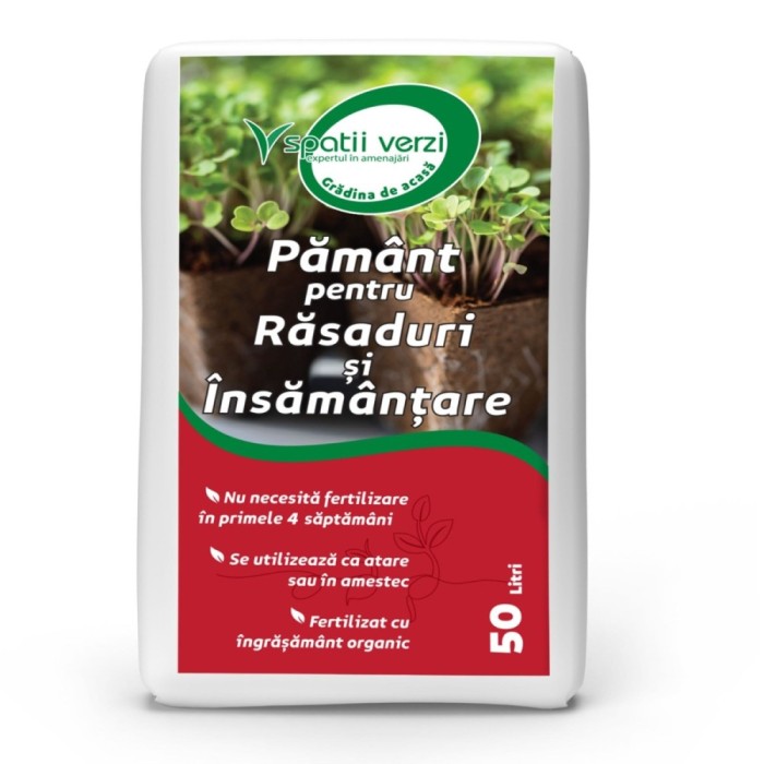 Pamant pentru rasaduri, Spatii verzi, 50 l, turba + carbonat de calciu