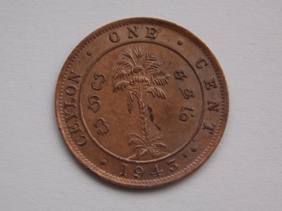 ONE CENT 1943 CEYLON foto