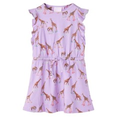 Rochie de copii, m&acirc;neci cu volane șnur talie, lila 104
