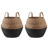 vidaXL Vază pentru plante cu m&acirc;nere 2 pcs Negru &Oslash; 32 x 32 cm 42012263