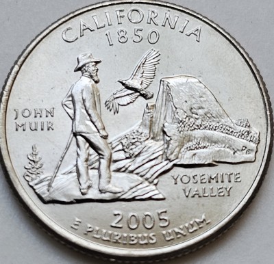 25 cents / quarter 2005 USA, California, unc, litera P foto