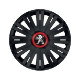 Cumpara ieftin Set 4 capace roti Negre Cu Inel Rosu Active R15 pentru gama auto Peugeot, Autohelix MSA