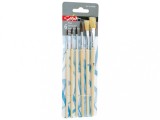 Set 6 pensule cu maner din lemn si par natural