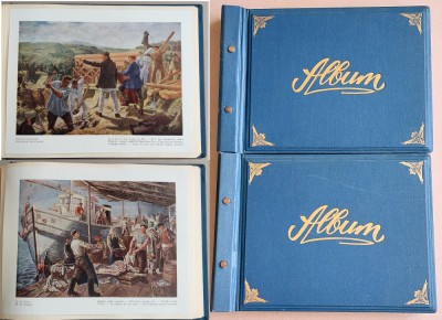 ARTA PROLETARĂ ROM&amp;Acirc;NEASCĂ - 2 albume mari x 44 file, anii 50, cu 88 ilustratii propaganda foto