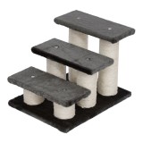 Scara pentru animale PawHut cu 3 trepte - 34 cm, rampă de acces pentru c&acirc;ini și pisici, suport de urcare pentru canapea, pat, gri &icirc;nchis | Aosom Roman