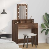 VidaXL Masă de cosmetică cu LED, stejar maro, 79x41x140 cm
